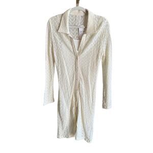 Sadie & Sage Textured Button Front Collared Dress Size M